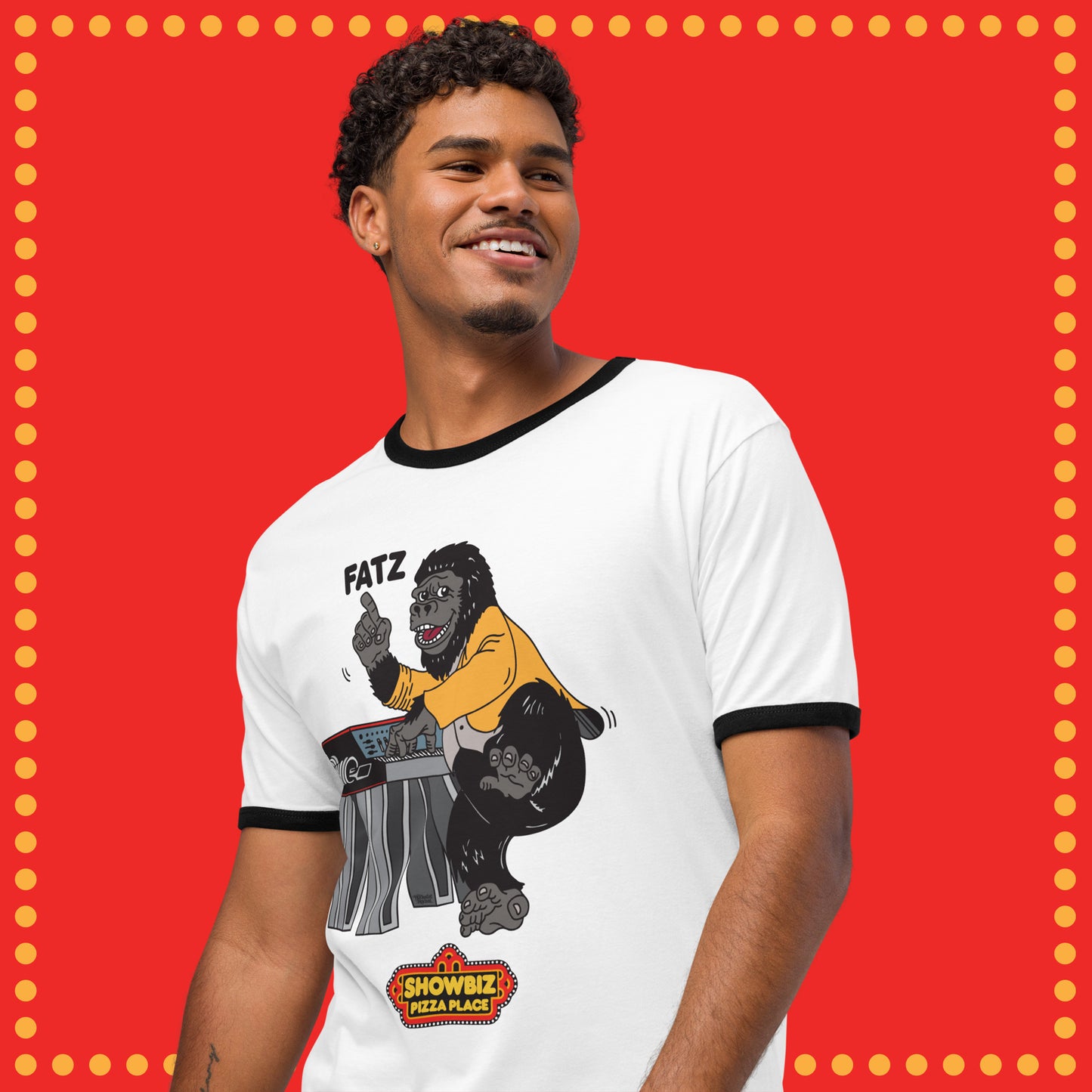 Showbiz Pizza Rock-afire Explosion Fatz Ringer Shirt